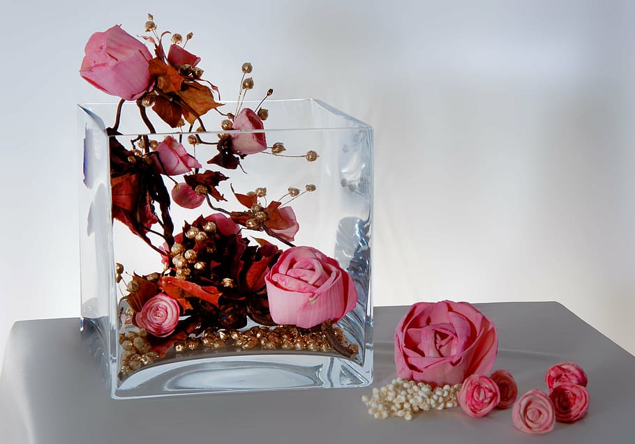composition, roses, inside a flower, celebration, gift, christmas HD wallpaper