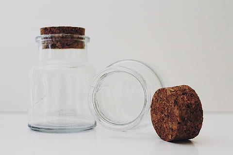 clear glass bottle with cork lid, empty, transparent, decoration HD wallpaper