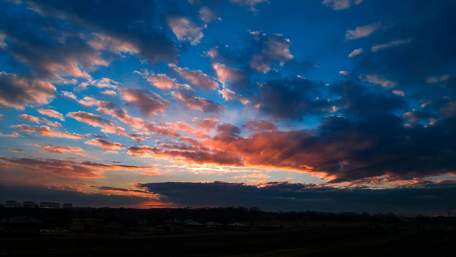 sky, blue, clouds, view, blue sky, sunset, nature, cloud - Sky HD wallpaper