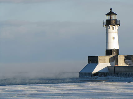lighthouse, winter, cold, duluth, minnesota, tower, architecture HD wallpaper