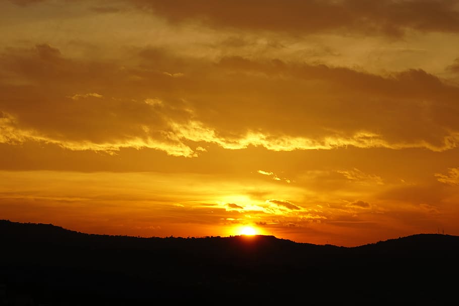 Sunset, Evening, Sky, abendstimmung, evening sky, silhouette HD wallpaper