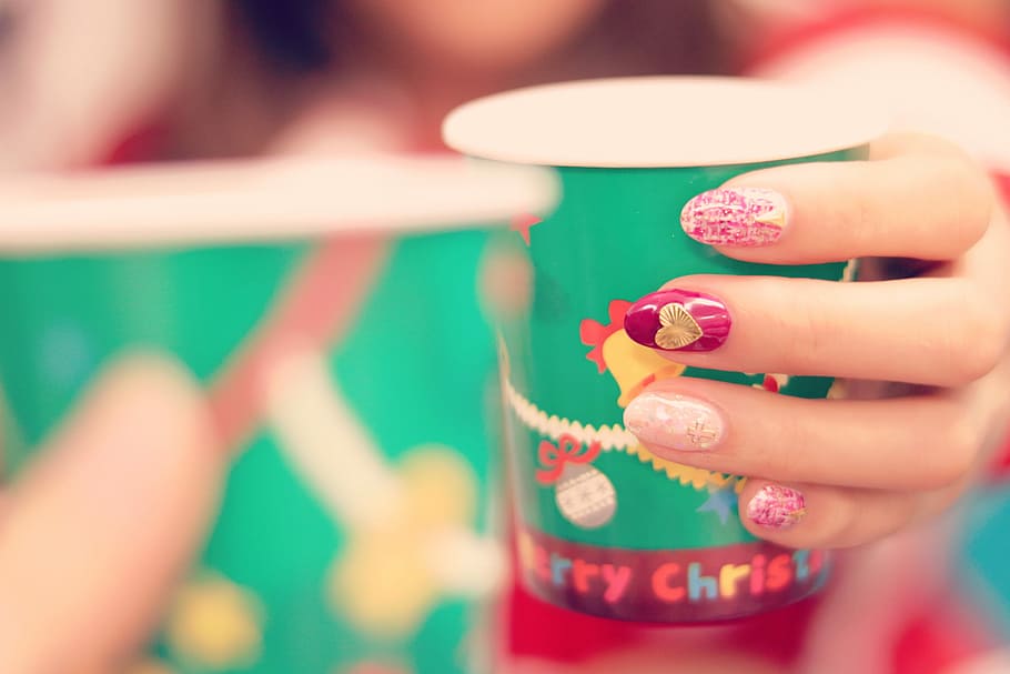 person holding green disposable cup, human Hand, women, people HD wallpaper
