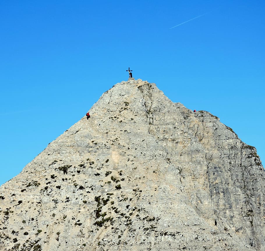 summit, top, climbing, climber, carega, hiking, veneto, italy HD wallpaper