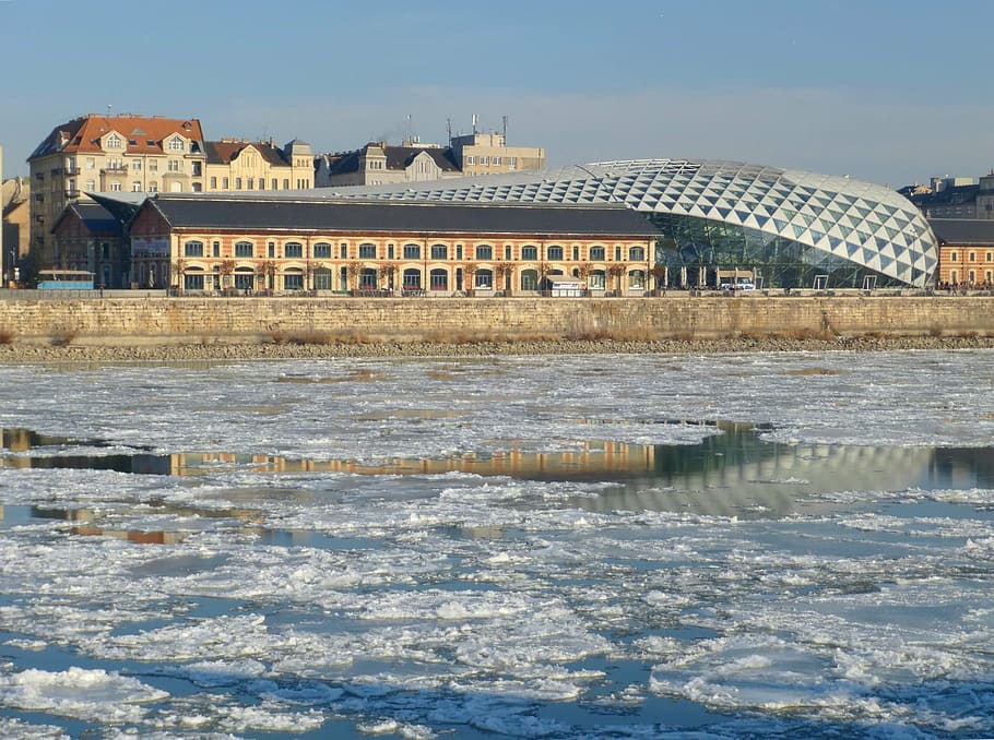 budapest, hungary, winter, cold, frost, ice, danube, reflection HD wallpaper