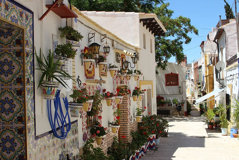 neighborhood of the santa cruz, alicante, costa blanca, tourism, HD wallpaper