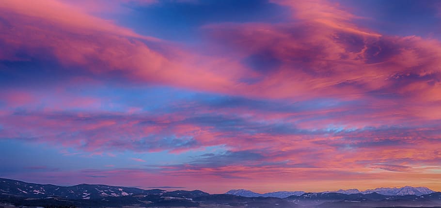 sunset, dawn, nature, dusk, evening, sky, bright, landscape HD wallpaper