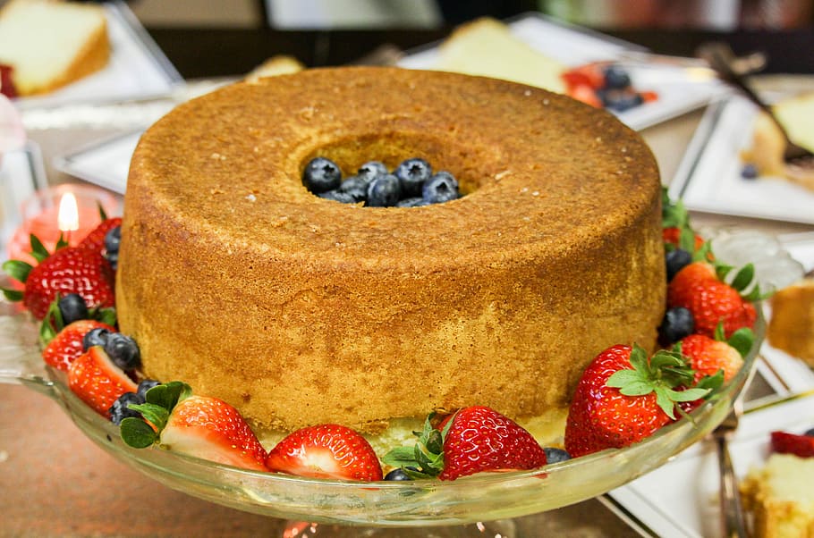 cake, blueberry, strawberry, fork, bunted, food, food and drink HD wallpaper