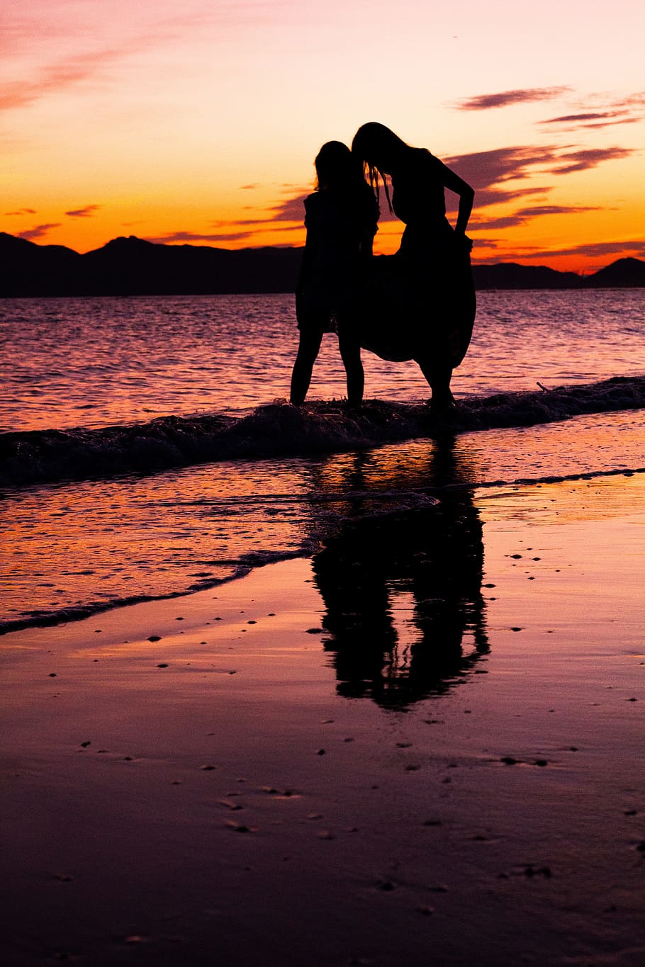 dadaepo beach, busan sea, woman, silhouette, women's, sunset