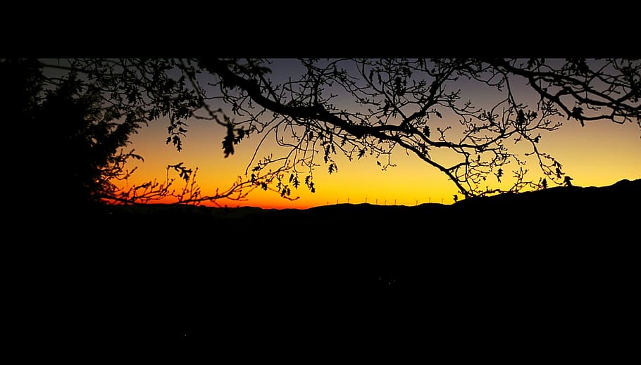 solar, nature, landscape, silhouette, sky, sunset, beauty in nature HD wallpaper