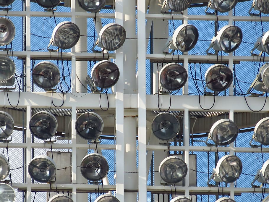 lights, stadium lighting, bright lights, full frame, no people HD wallpaper