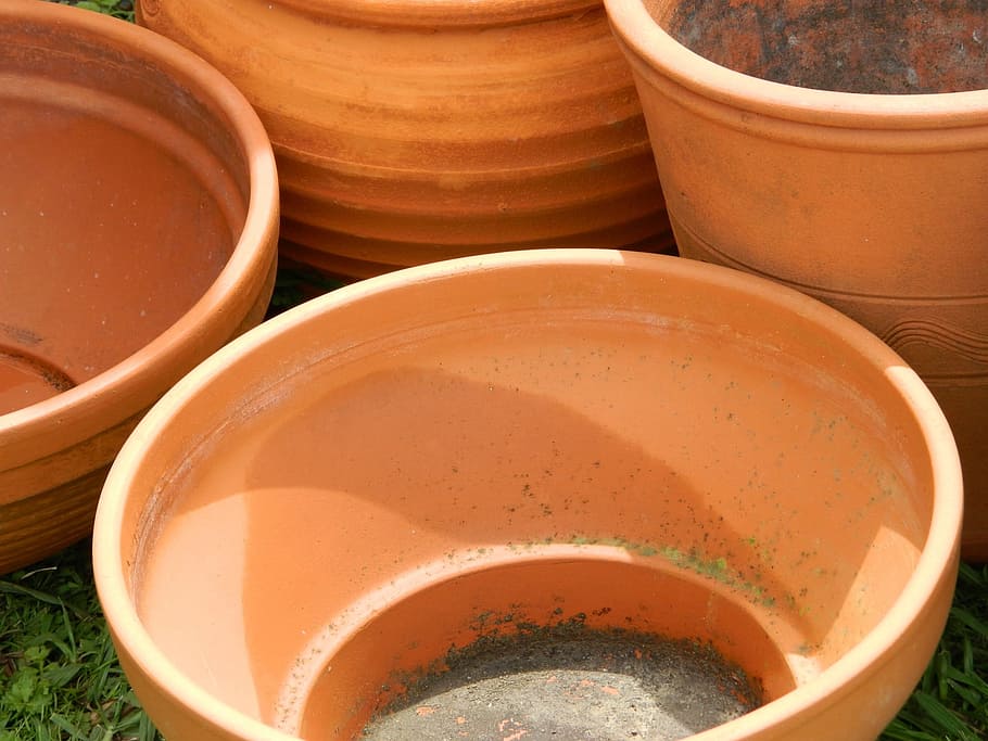 Garden, Pots, Terracotta, garden pots, terracotta pots, gardening, HD wallpaper