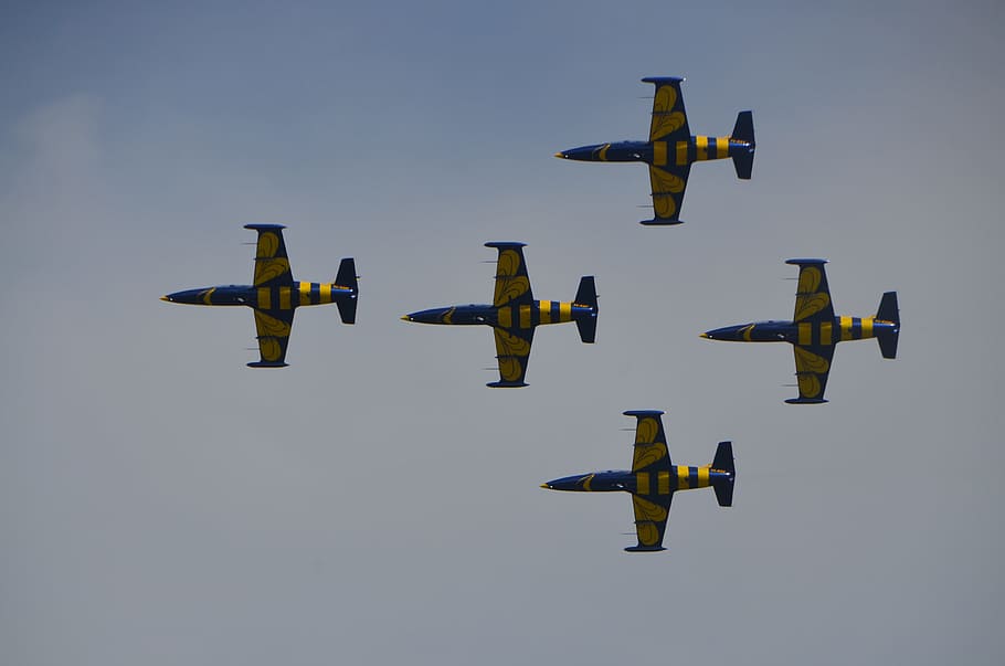 Aircraft, Formation, airplane, airshow, flying, sky, military HD wallpaper