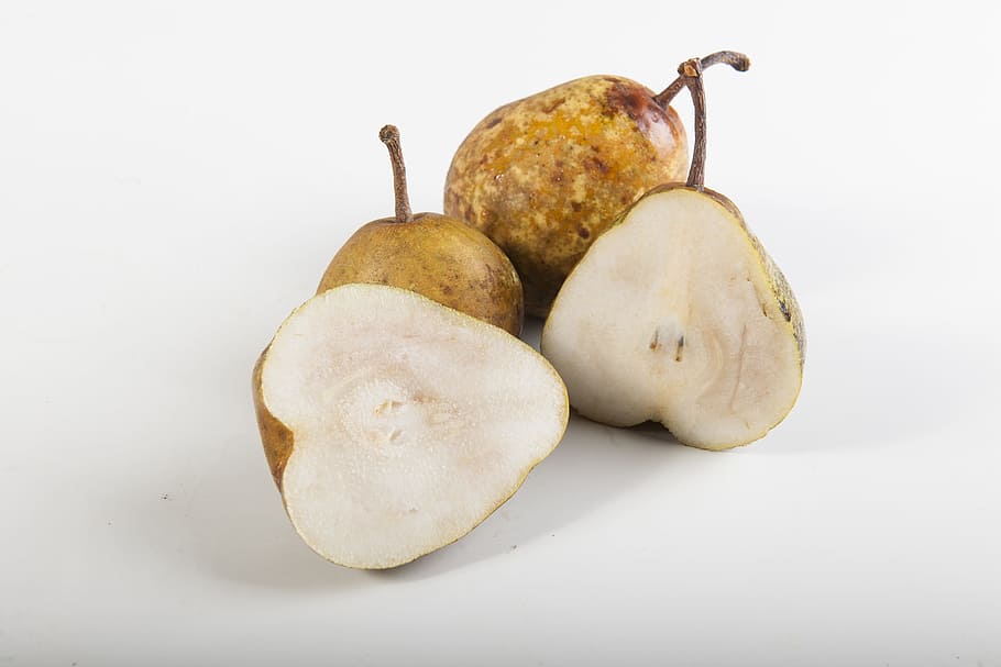 Pears, Brown, Nature, Fruit, Yellow, food and drink, white background HD wallpaper