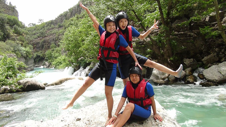 rafting, travel, river, leisure activity, happiness, smiling HD wallpaper