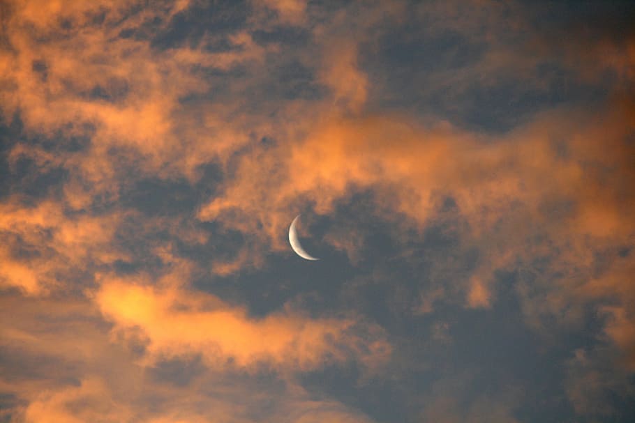 Moon, Clouds, Dusk, Night, Sky, sky clouds, clouds sky, mysterious HD wallpaper