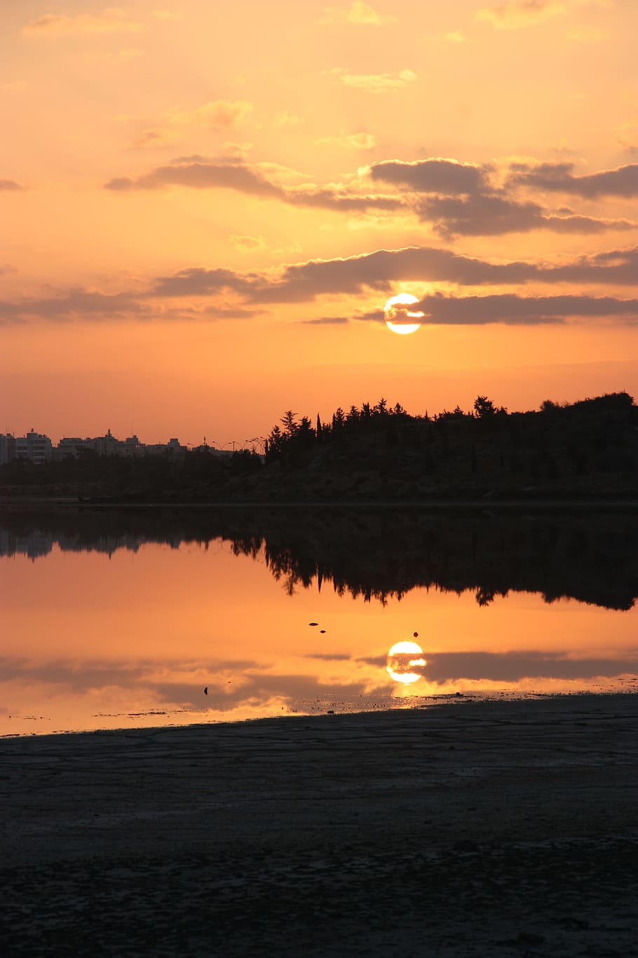 Sunset, Upside Down, Two Worlds, silhouette, reflection, orange color HD wallpaper