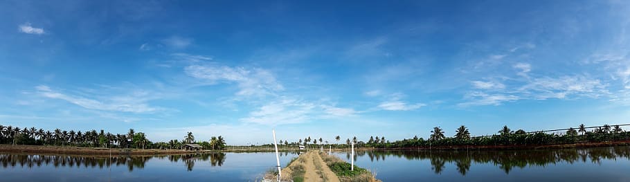 Blue, Sky, Home, nature, lake, landscape, scenics, water, reflection HD wallpaper