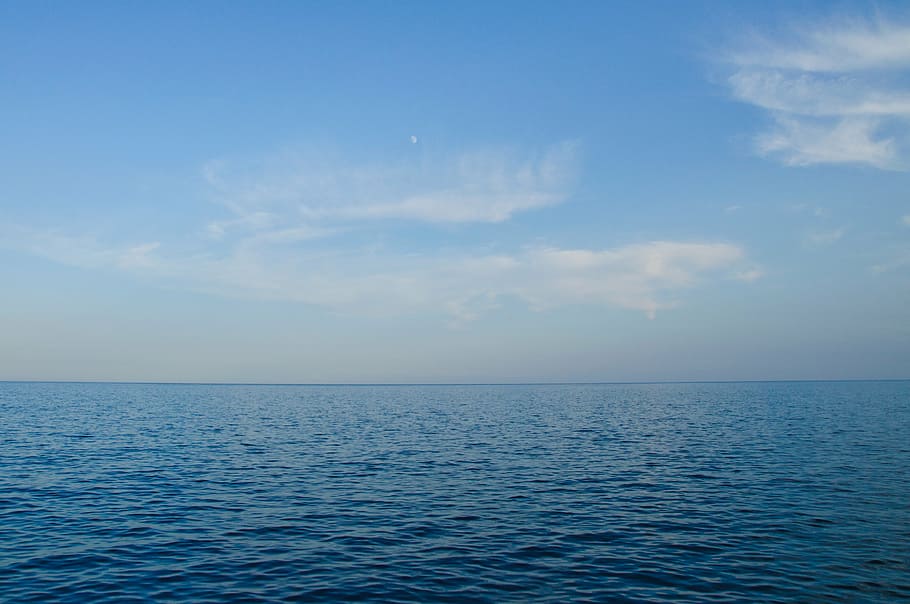 photo of ocean, photograph, sea, blue, sky, water, horizon HD wallpaper