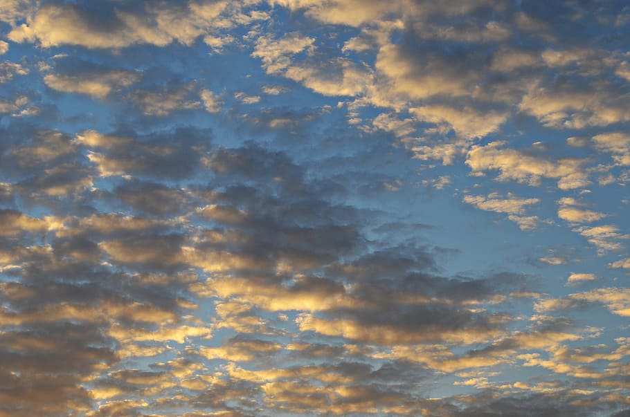 sky, clouds, sunset, cloud cover, the height of the, blue sky HD wallpaper
