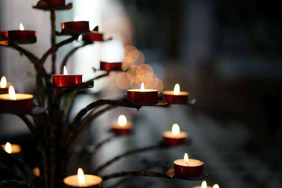 Candles, selective focus photography of lighted tealights, flame HD wallpaper