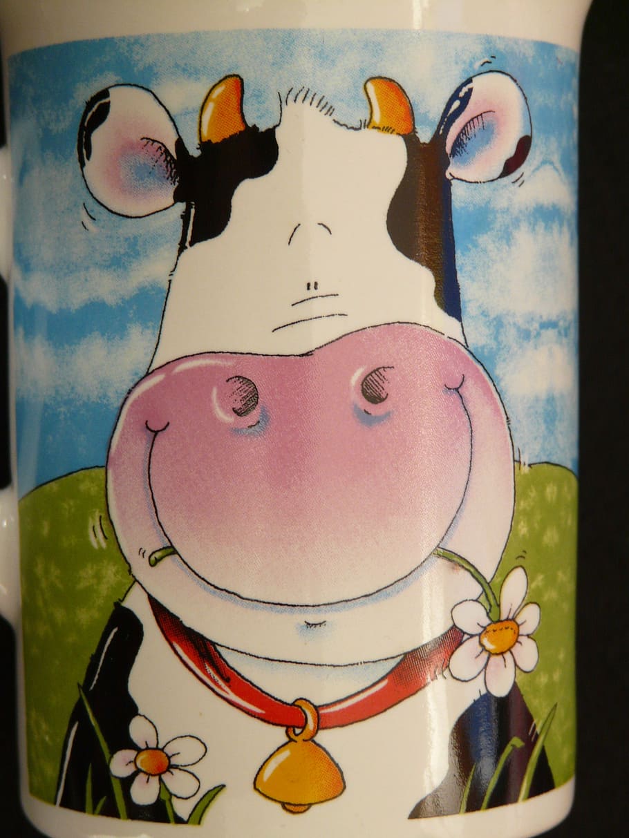 cow, comic, image, cup, coffee cup, portrait, art and craft HD wallpaper