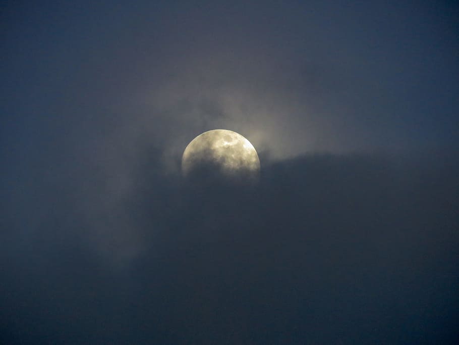 Moon, night, sky, Clouds, Space, astronomy, dark, nature, planet - Space HD wallpaper