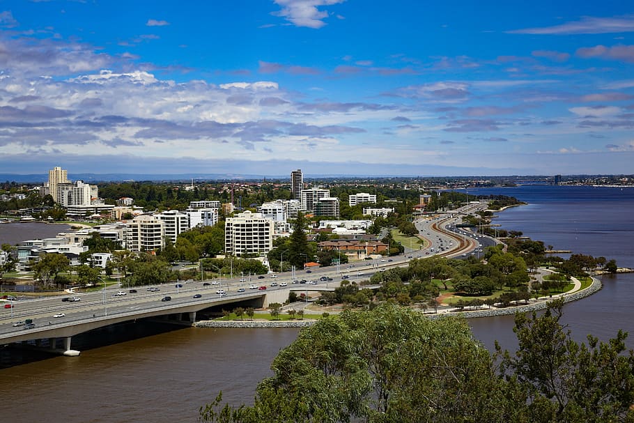 aerial photography of city buildings at daytime, perth, australia