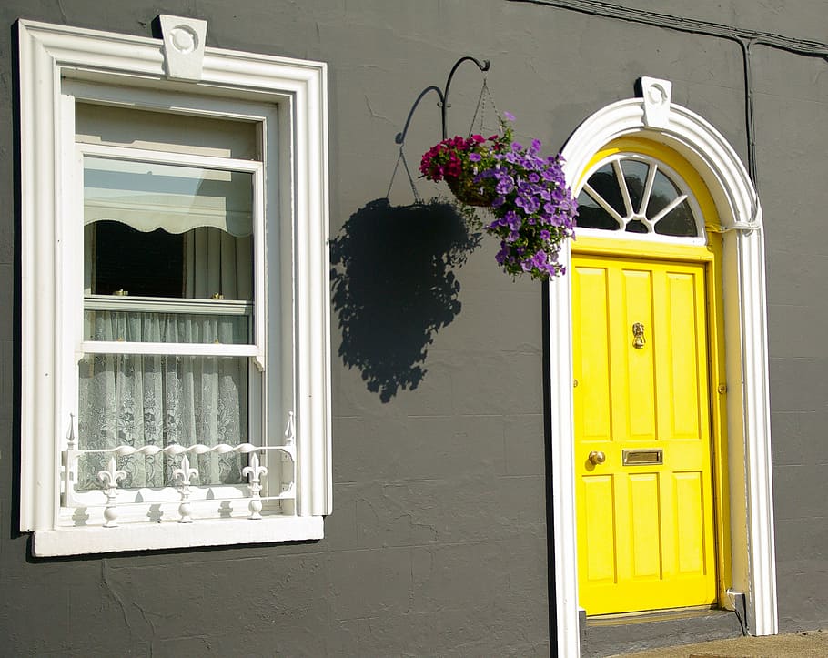 ireland, door, window, architecture, building, building exterior HD wallpaper