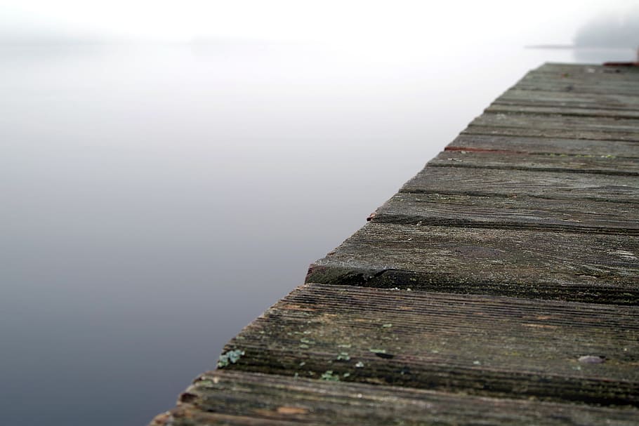 bridge, wooden, lake, footbridge, water, the silence, nature, HD wallpaper