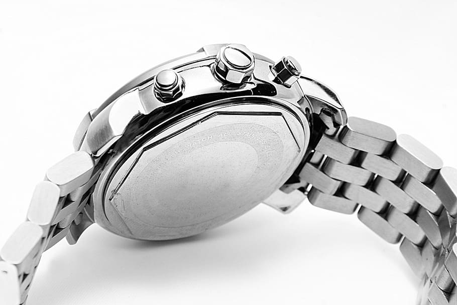 round silver-colored watch with link, mens, wrist watch, timepiece, HD wallpaper