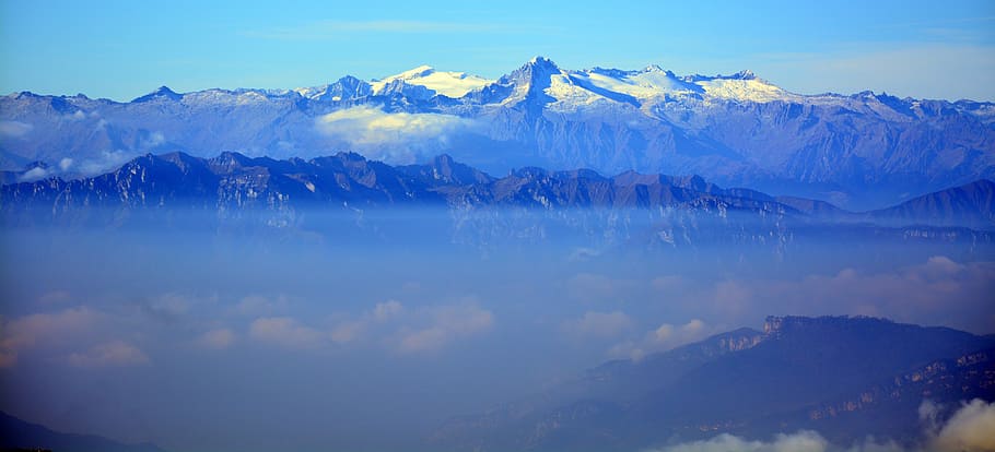 mountains, adamello, snow, clouds, sky, landscape, tops, italy HD wallpaper