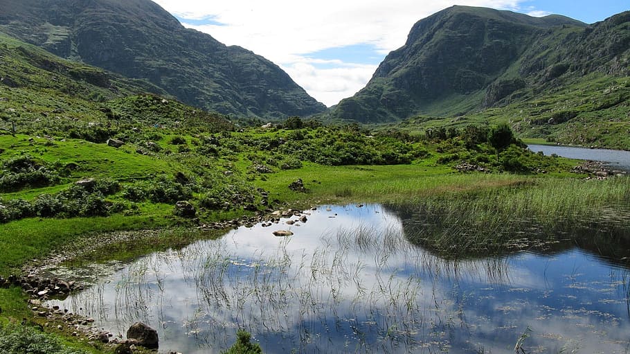 lake, killarney, reflection, hills, mountains, park, ireland HD wallpaper