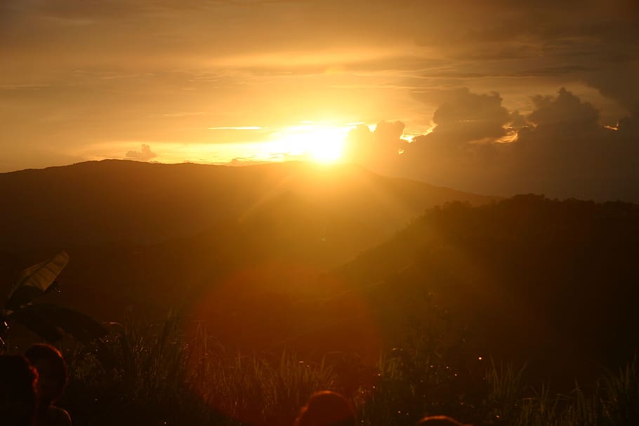 sunset, setting sun, natural landscape, sky, beauty in nature HD wallpaper