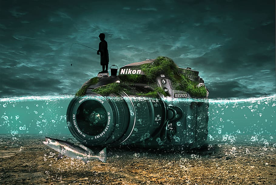 HD wallpaper: black Nikon DSLR camera on water, sea, ocean, travel,  outdoors | Wallpaper Flare
