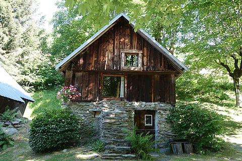 mountain, chalet, alps, rustic, hautes alpes, facade, architecture HD wallpaper