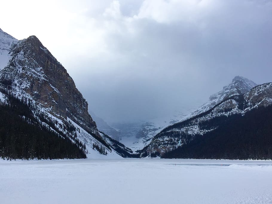 snow covered mountain, brown mountain covered snow photo, winter HD wallpaper