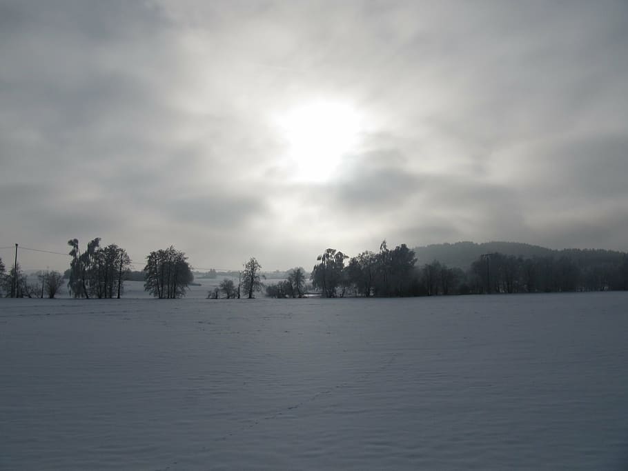winter, landscape, sky, snow, clouds, wintry, nature, cold temperature HD wallpaper