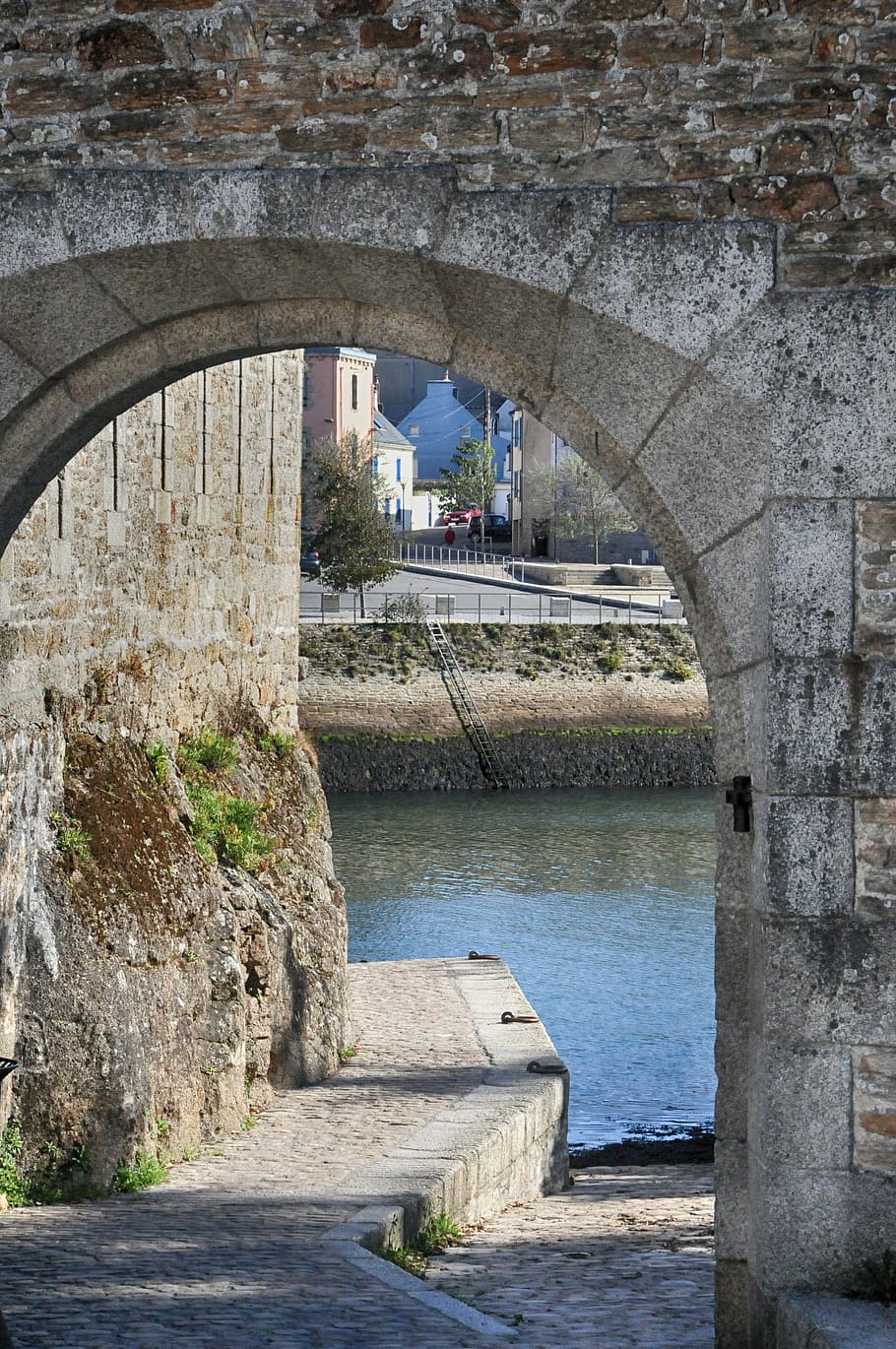 Rampart, Door, Wharf, Finistère, brittany, france, heritage, HD wallpaper