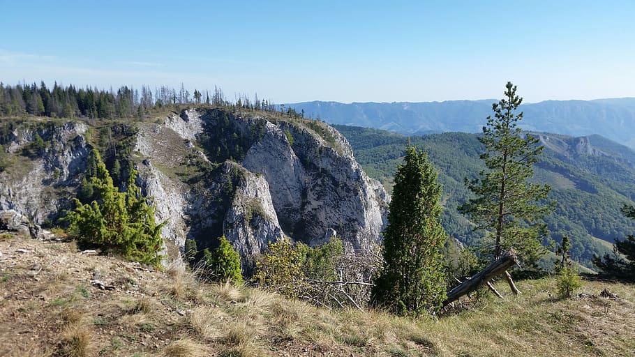 Mountain, Rocks, Romania, Landscape, nature, sky, green, alpine HD wallpaper