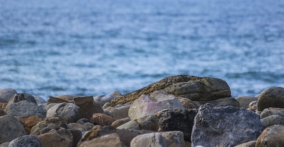 Rocks, Sea, Beach, Splash, costa, cliff, wave, ocean, blue HD wallpaper