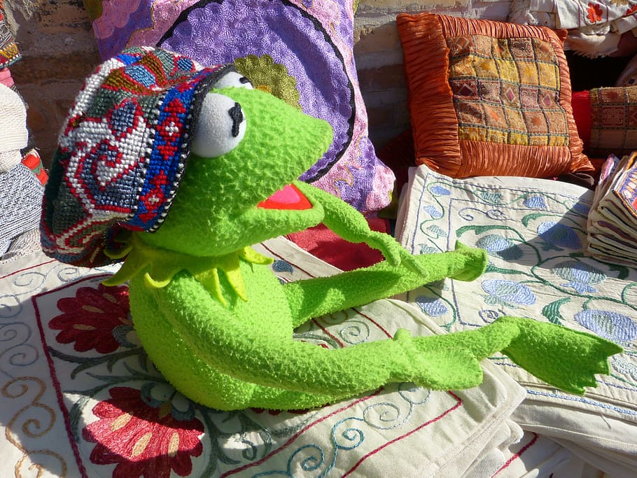 Kermit, Frog, Cap, Hat, Put On, Bear, headwear, clothing, cultures HD wallpaper