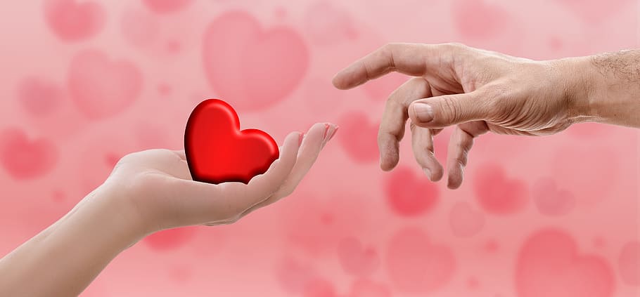 person's hand holding heart illustration, valentine's day, love, HD wallpaper