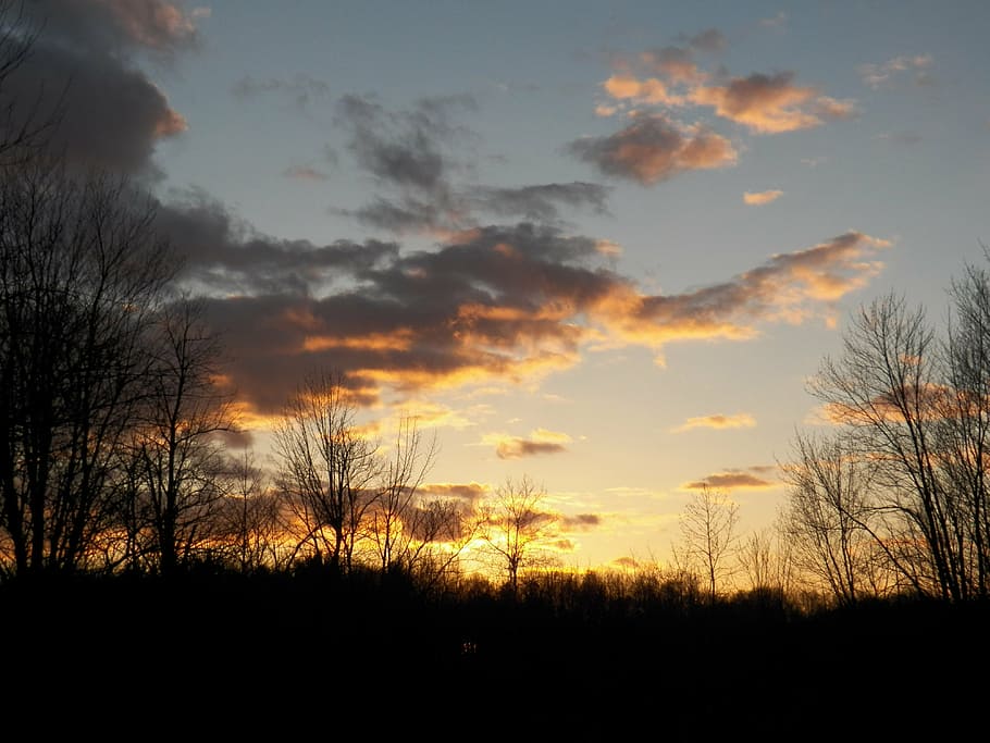 sunset, evening, sky, nature, beautiful, silhouette, cloud - sky HD wallpaper