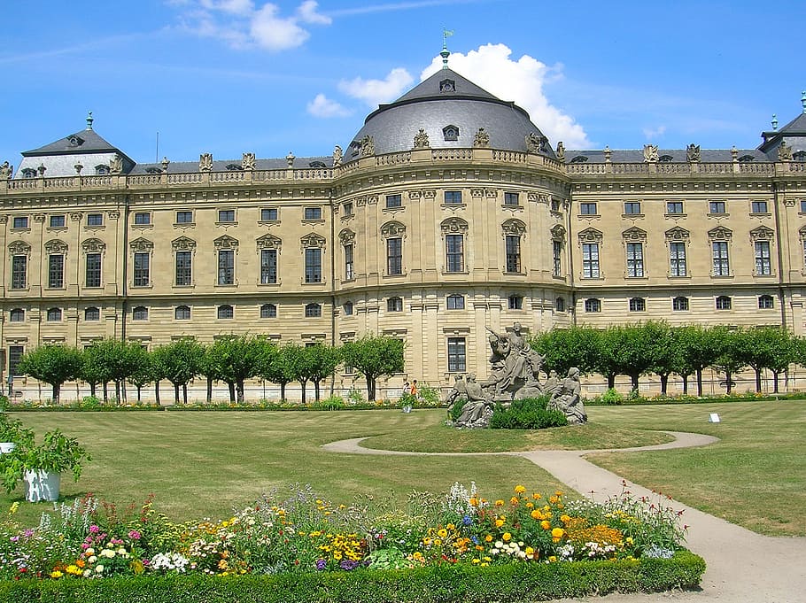 würzburg, residence, castle, garden, swiss francs, garden of residence, HD wallpaper
