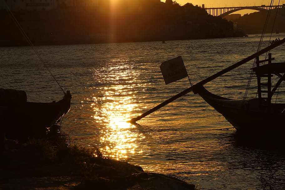 river, boats, sunset, water, sky, sunlight, nautical vessel HD wallpaper