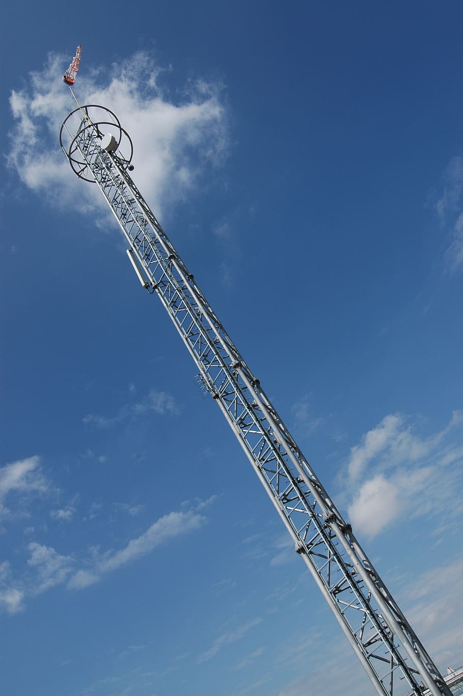 windsock, mast, sky, blue, low angle view, cloud - sky, crane - construction machinery HD wallpaper