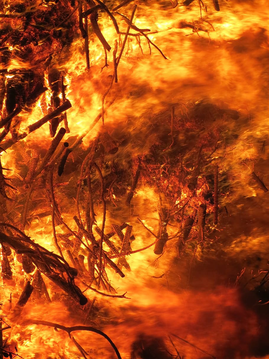 burning wood digital wallpaper, fire, conflagration, easter fire HD wallpaper