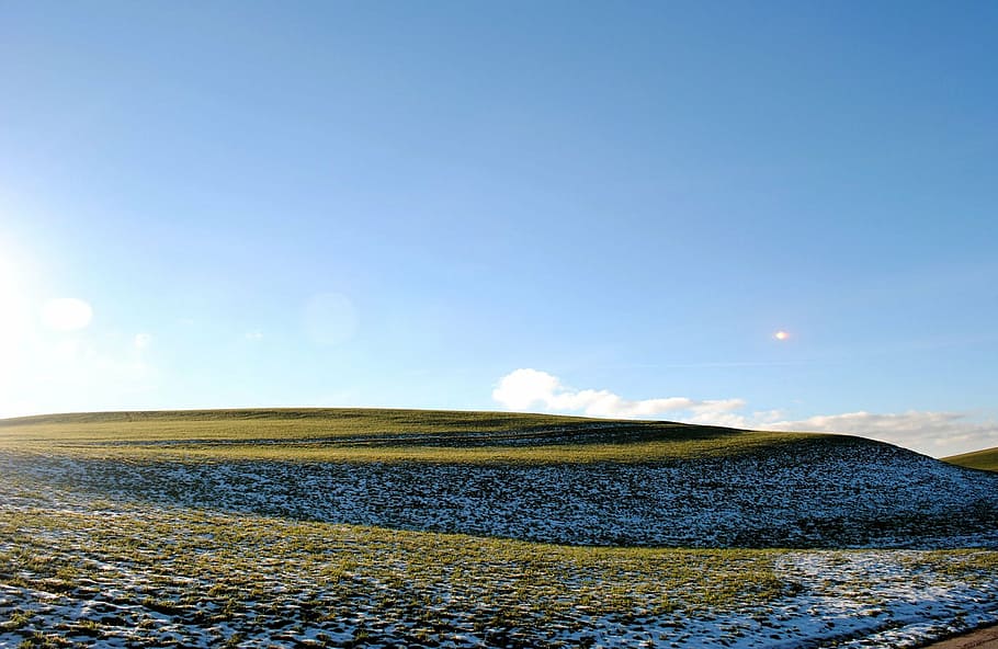 meadow, sky, snow, landscape, grass, scenics - nature, beauty in nature HD wallpaper