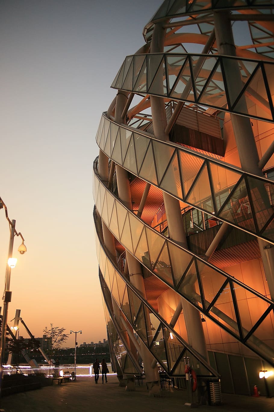 architecture, building, high-rise, perspective, sky, sunset HD wallpaper