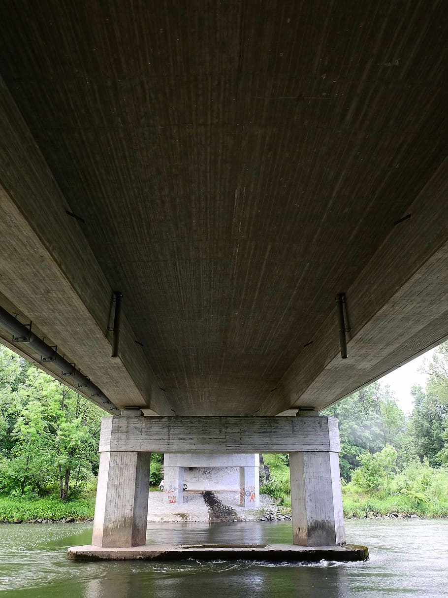 bridge, river, water, architecture, building, road, cross, concrete HD wallpaper